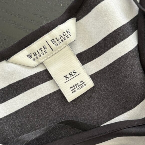 White House Black Market Pullover Blouse 3/4 Sleeves XXS Black & White EUC - Picture 5 of 7